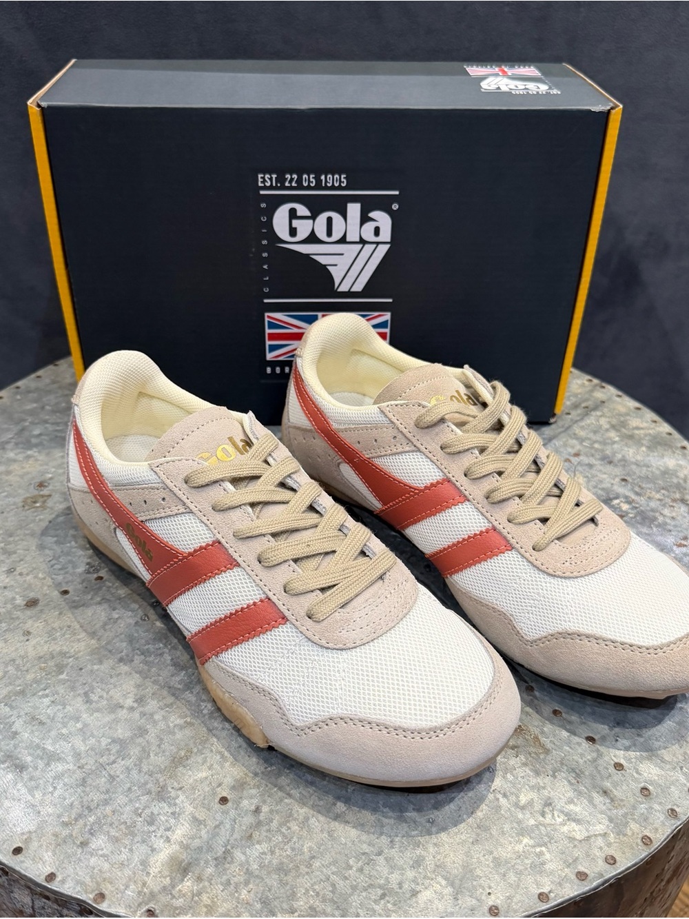 Gola Women's Cream Sneakers with Rust Accent Stripes